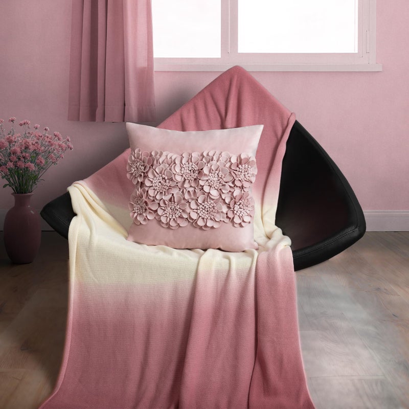 JWH Handmade 3D Flower Throw Pillow Covers Aesthetic Decorative Floral Accent Pillow Cases Stereo Velvet Pillowcase Cute Cushion for Car Bed Couch Bedroom Decor 18x18 Inch Dusty Pink - Image 3
